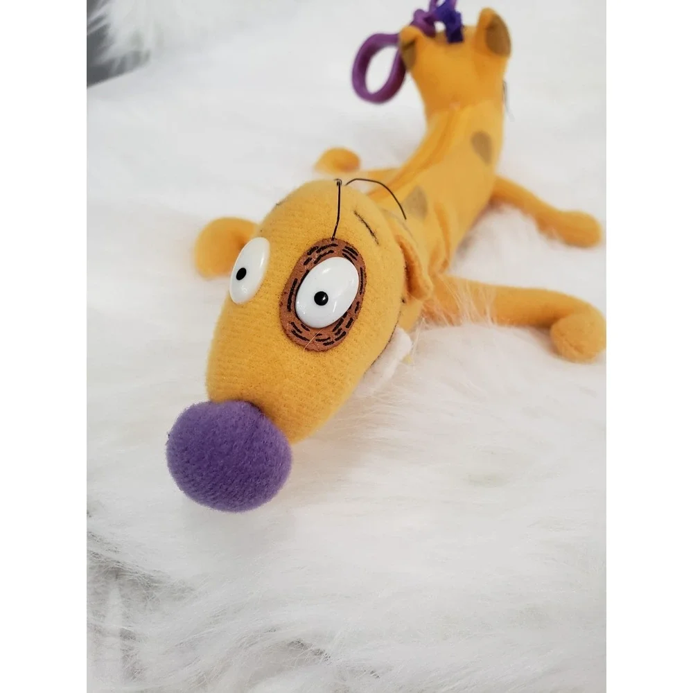 Vintage 1999 Nickelodeon Cat Dog Plush Zippered Coin Pouch Keychain Bag Charm